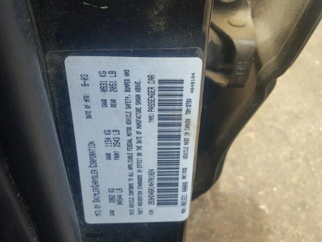 2B3HD46R14H701024 - 2004 DODGE INTREPID S BLACK photo 10