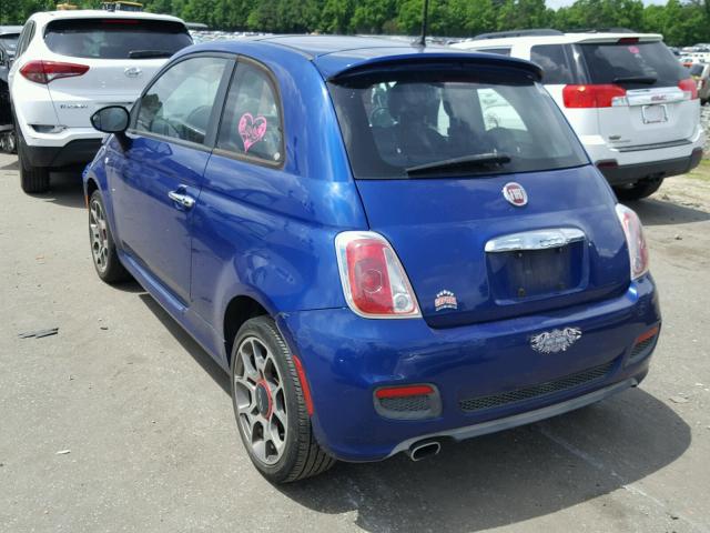 3C3CFFBR7DT672399 - 2013 FIAT 500 SPORT BLUE photo 3