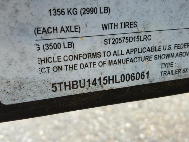 5THBU1415HL006061 - 2017 UTILITY TRAILER BLACK photo 10