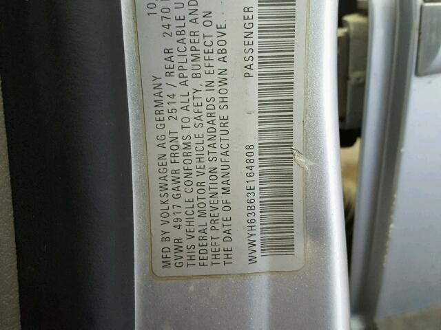 WVWYH63B63E164808 - 2003 VOLKSWAGEN PASSAT GLX 银色 照片 10