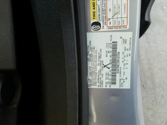 3FAFP08Z26R162266 - 2006 FORD FUSION SEL GRAY photo 10