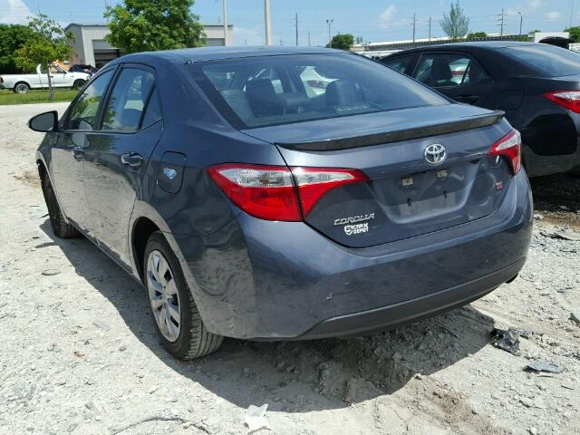 5YFBURHE9FP204585 - 2015 TOYOTA COROLLA L GRAY photo 3