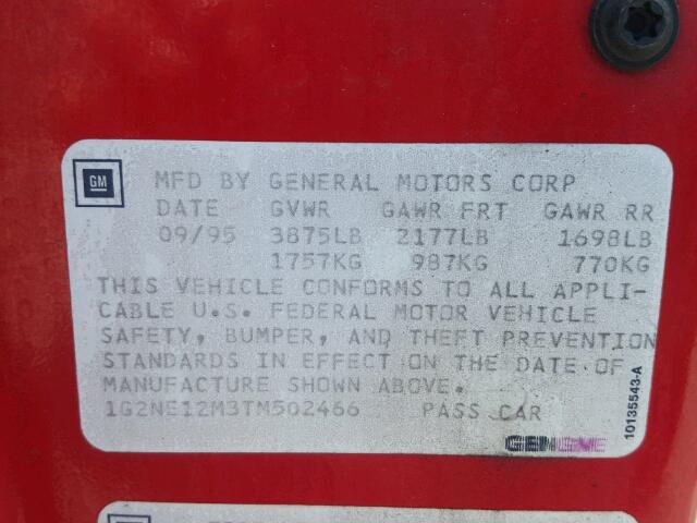 1G2NE12M3TM502466 - 1996 PONTIAC GRAND AM S Qırmızı foto 10