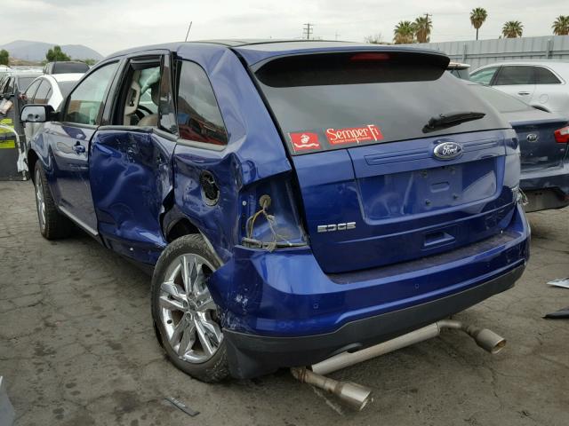 2FMDK3JC6EBA83618 - 2014 FORD EDGE SEL BLUE photo 3