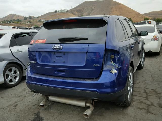 2FMDK3JC6EBA83618 - 2014 FORD EDGE SEL BLUE photo 4