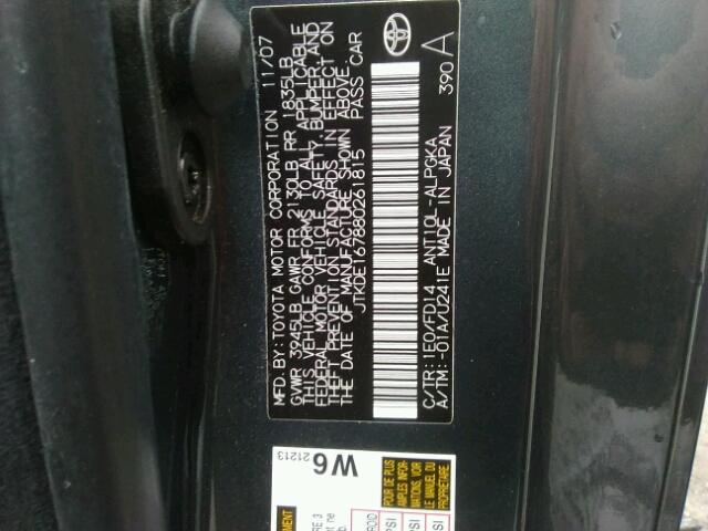 JTKDE167880261815 - 2008 TOYOTA SCION TC 石墨色 照片 10