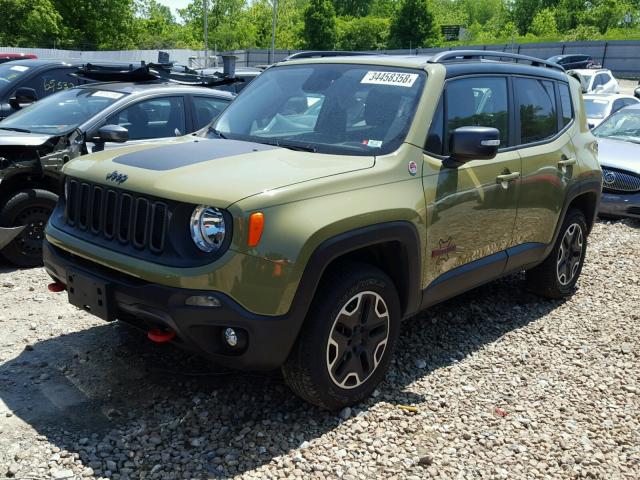 ZACCJBCT0FPC00553 - 2015 JEEP RENEGADE T GREEN photo 2