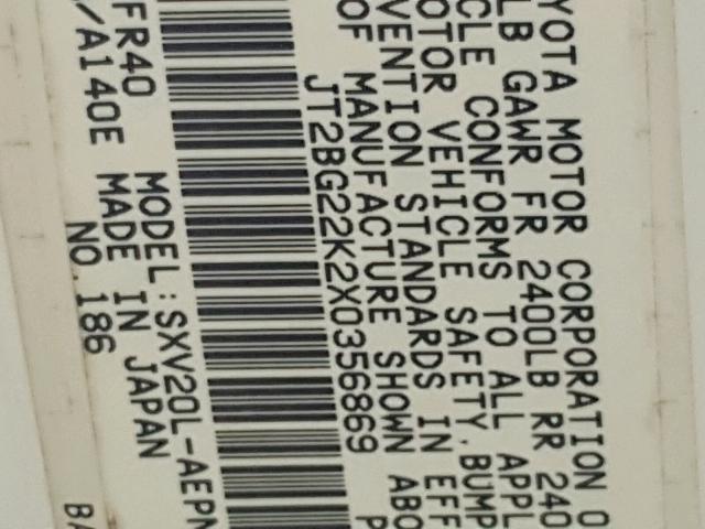 JT2BG22K2X0356869 - 1999 TOYOTA CAMRY LE თეთრი ფოტო 10