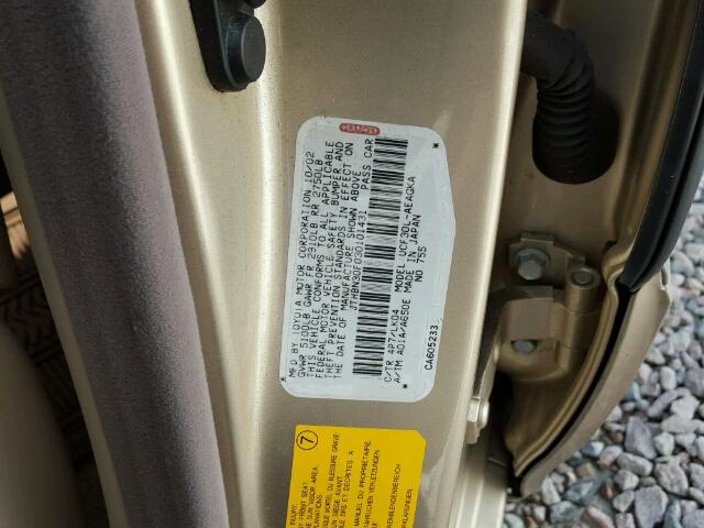 JTHBN30F030101431 - 2003 LEXUS LS 430 GOLD photo 10