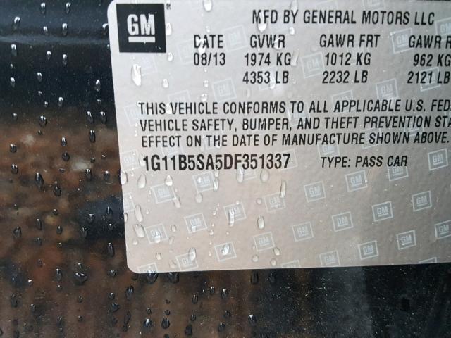 1G11B5SA5DF351337 - 2013 CHEVROLET MALIBU LS 黑色 照片 10