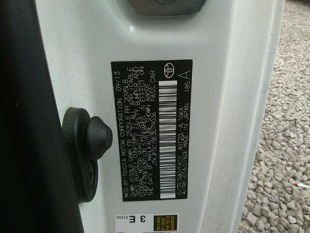 JTKJF5C78E3079036 - 2014 TOYOTA SCION TC 白色 照片 10