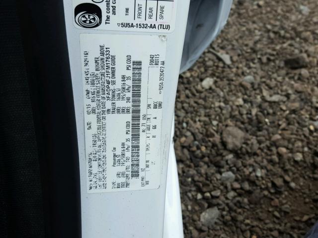 3FADP4FJ1FM176331 - 2015 FORD FIESTA TIT WHITE photo 10