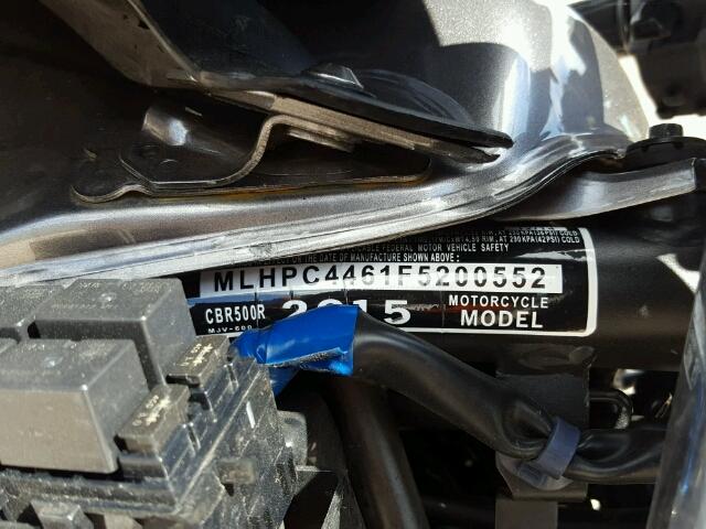 MLHPC4461F5200552 - 2015 HONDA CBR500 R GRAY photo 10