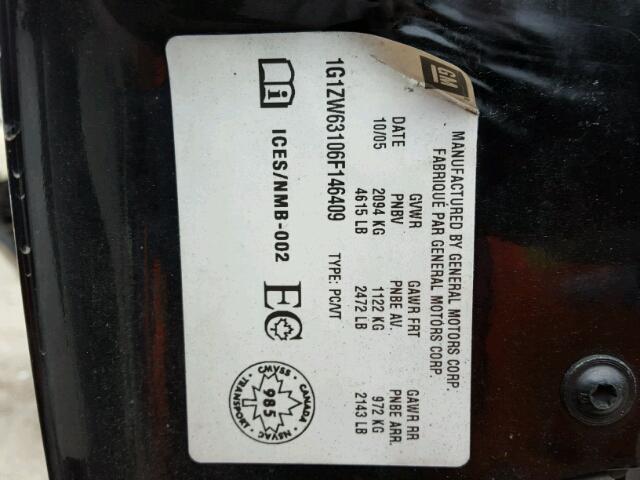 1G1ZW63106F146409 - 2006 CHEVROLET MALIBU MAX 黑色 照片 10