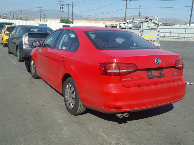 3VW2K7AJ0FM303527 - 2015 VOLKSWAGEN JETTA BASE RED photo 3