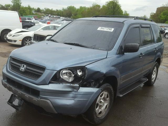 2HKYF18105H531360 - 2005 HONDA PILOT LX BLUE photo 2