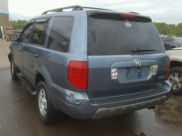 2HKYF18105H531360 - 2005 HONDA PILOT LX BLUE photo 3