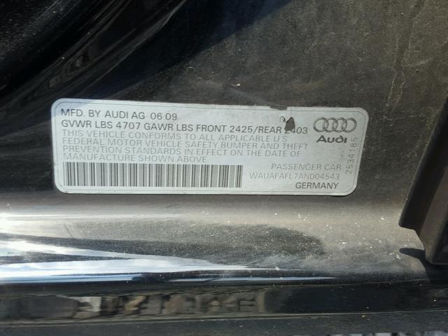 WAUAFAFL7AN004543 - 2010 AUDI A4 PREMIUM BLACK photo 10