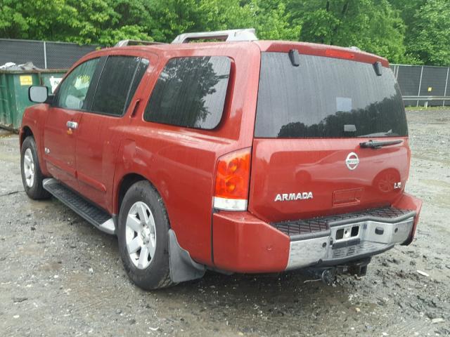 5N1AA08B55N706006 - 2005 NISSAN ARMADA SE RED photo 3