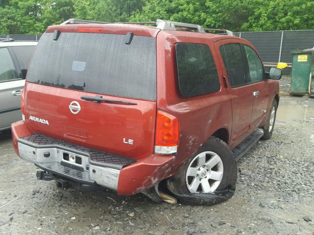 5N1AA08B55N706006 - 2005 NISSAN ARMADA SE RED photo 4