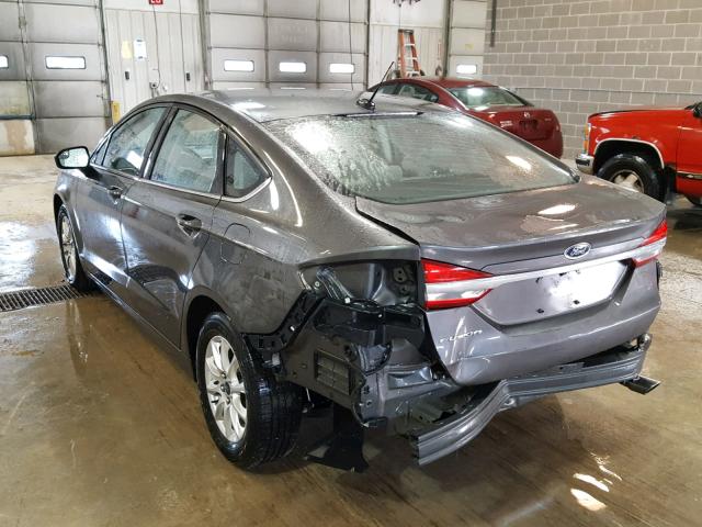 3FA6P0G78HR326445 - 2017 FORD FUSION S CHARCOAL photo 3