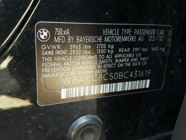 WBAKC8C50BC431619 - 2011 BMW ALPINA B7 BLACK photo 10