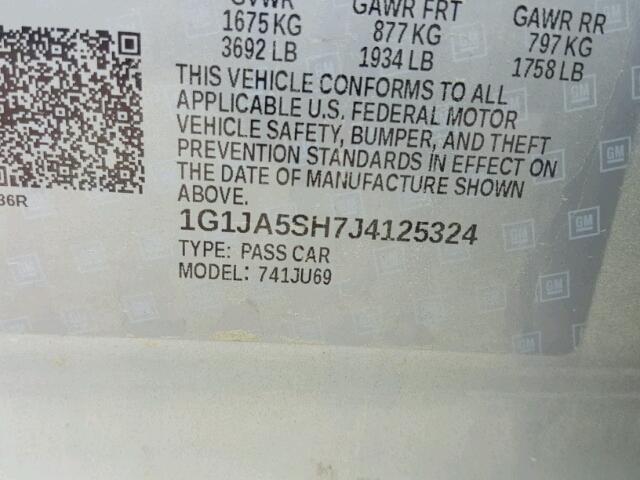 1G1JA5SH7J4125324 - 2018 CHEVROLET SONIC LS 银色 照片 10