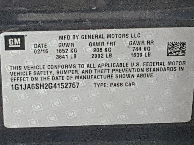 1G1JA6SH2G4152767 - 2016 CHEVROLET SONIC LS GRAY photo 10