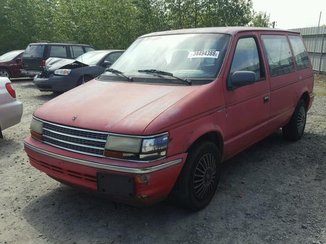 2P4GH4531MR327032 - 1991 PLYMOUTH VOYAGER SE RED photo 2