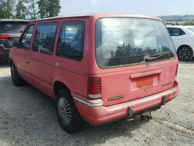 2P4GH4531MR327032 - 1991 PLYMOUTH VOYAGER SE RED photo 3