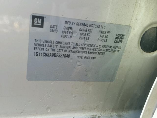 1G11C5SA9DF327040 - 2013 CHEVROLET MALIBU 1LT ბეჟი ფოტო 10