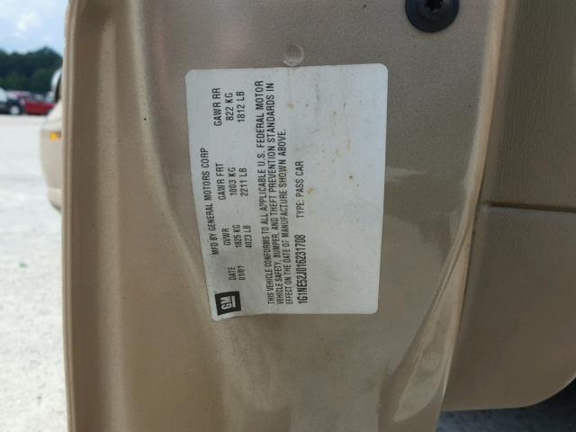 1G1NE52J016231708 - 2001 CHEVROLET MALIBU LS 金色 照片 10