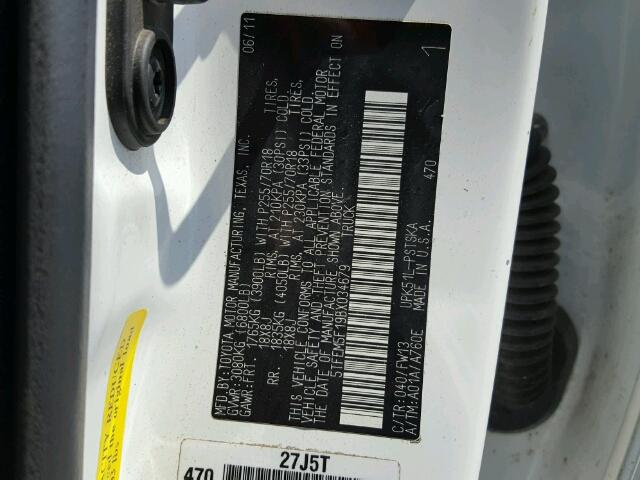 5TFEM5F19BX034679 - 2011 TOYOTA TUNDRA CRE WHITE photo 10