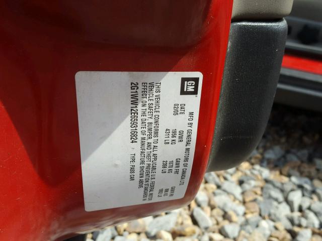 2G1WW12E659316824 - 2005 CHEVROLET MONTE CARL 红色 照片 10