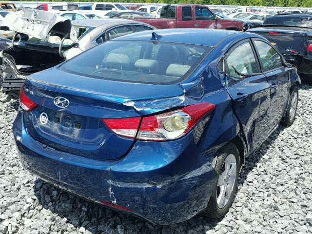 KMHDH4AE1DU990727 - 2013 HYUNDAI ELANTRA BLUE photo 4