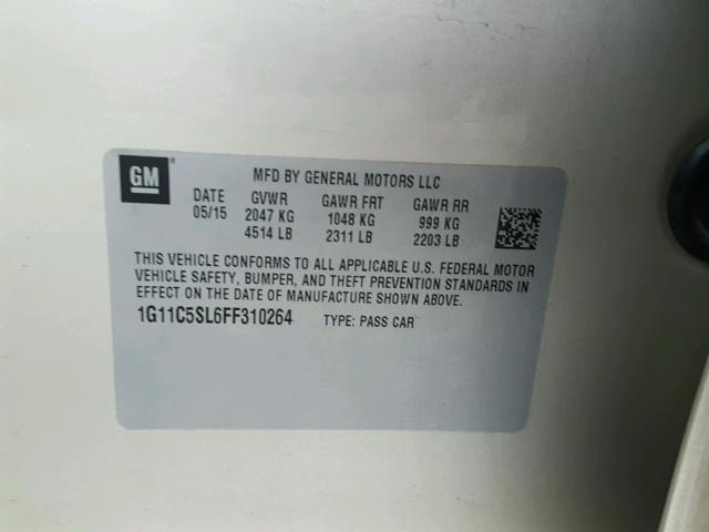 1G11C5SL6FF310264 - 2015 CHEVROLET MALIBU 1LT TAN photo 10