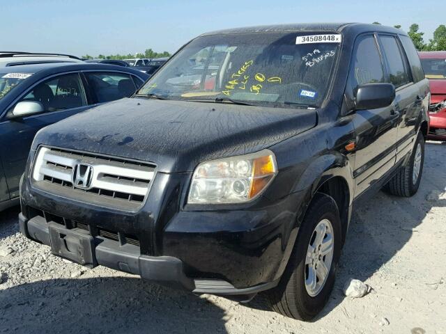 5FNYF28167B027483 - 2007 HONDA PILOT LX BLACK photo 2