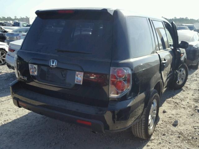 5FNYF28167B027483 - 2007 HONDA PILOT LX BLACK photo 4