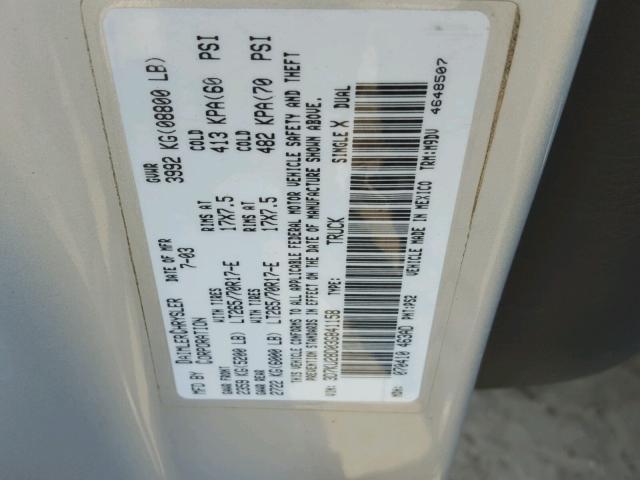 3D7KU28D03G841158 - 2003 DODGE RAM 2500 S SILVER photo 10