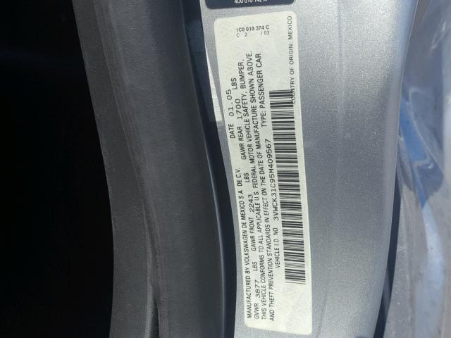 3VWCK31C95M409567 - 2005 VOLKSWAGEN NEW BEETLE 银色 照片 10