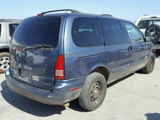 4N2ZN1115WD818683 - 1998 NISSAN QUEST XE BLUE photo 4