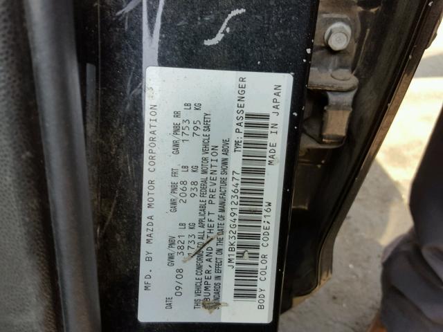 JM1BK32G491236477 - 2009 MAZDA 3 I BLACK photo 10