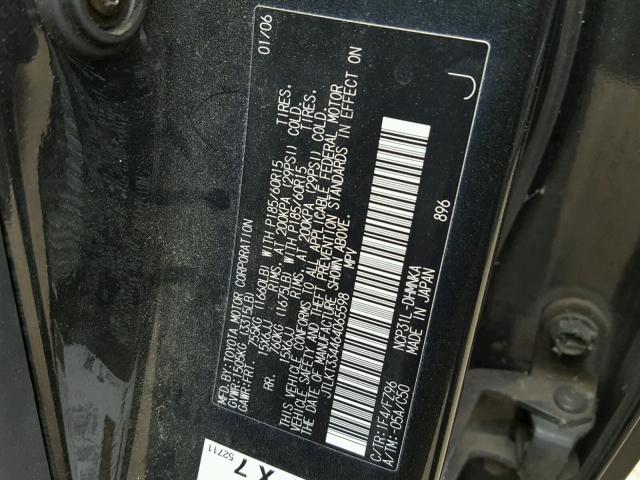 JTLKT334464065598 - 2006 TOYOTA SCION XB BLACK photo 10