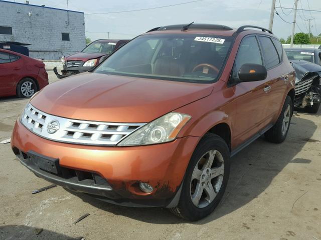 JN8AZ08W34W317443 - 2004 NISSAN MURANO SL ORANGE photo 2