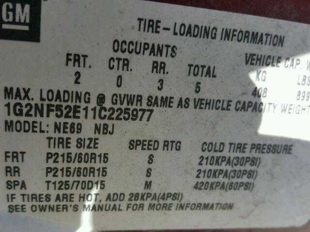 1G2NF52E11C225977 - 2001 PONTIAC GRAND AM S Qırmızı foto 10