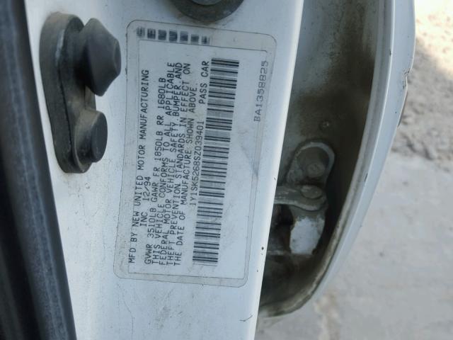 1Y1SK5268SZ039401 - 1995 GEO PRIZM BASE WHITE photo 10