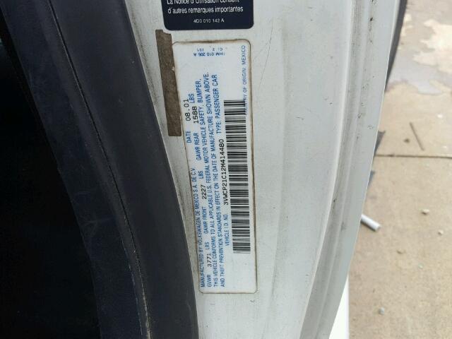 3VWCP21C12M414480 - 2002 VOLKSWAGEN NEW BEETLE 白色 照片 10