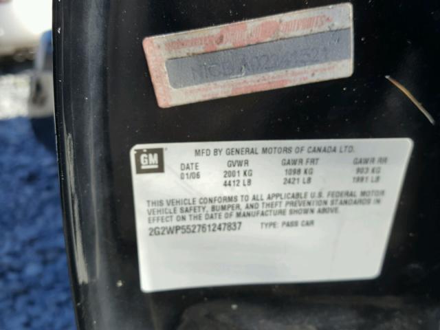 2G2WP552761247837 - 2006 PONTIAC GRAND PRIX BLACK photo 10