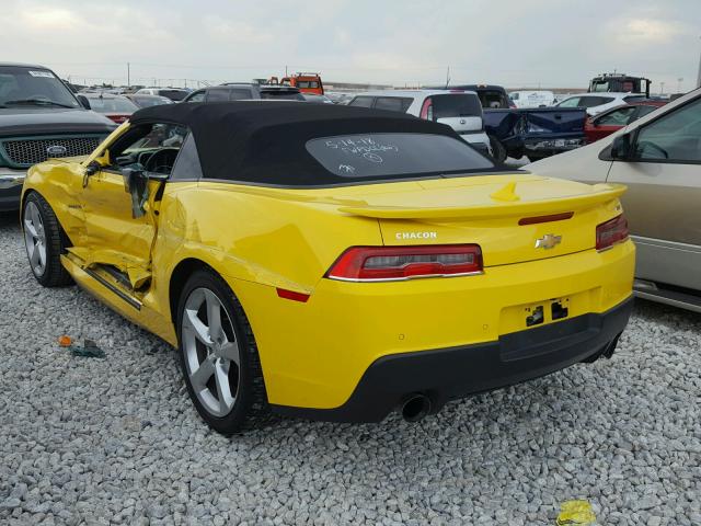 2G1FD3D30F9294480 - 2015 CHEVROLET CAMARO LT YELLOW photo 3