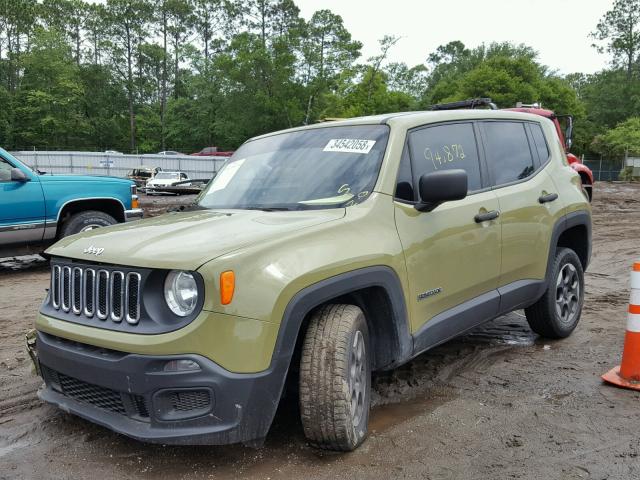 ZACCJBAH0FPB74226 - 2015 JEEP RENEGADE S GREEN photo 2